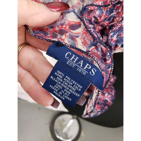 Chaps Blue Red White Crinkle Sheer Women's animal print Scarf - Picture 4 of 8